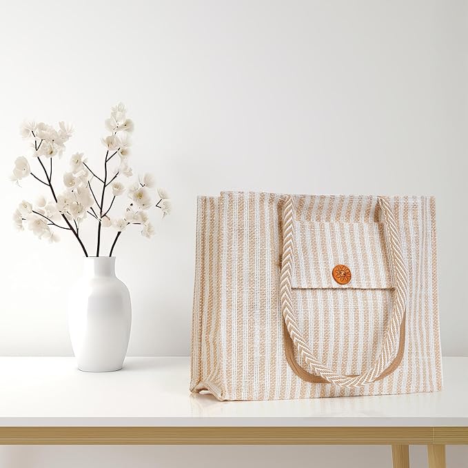 Jute bag for lunch | jute bag with Zip for women | Jute bag for carrying tiffin to office men | Jute shopping bag