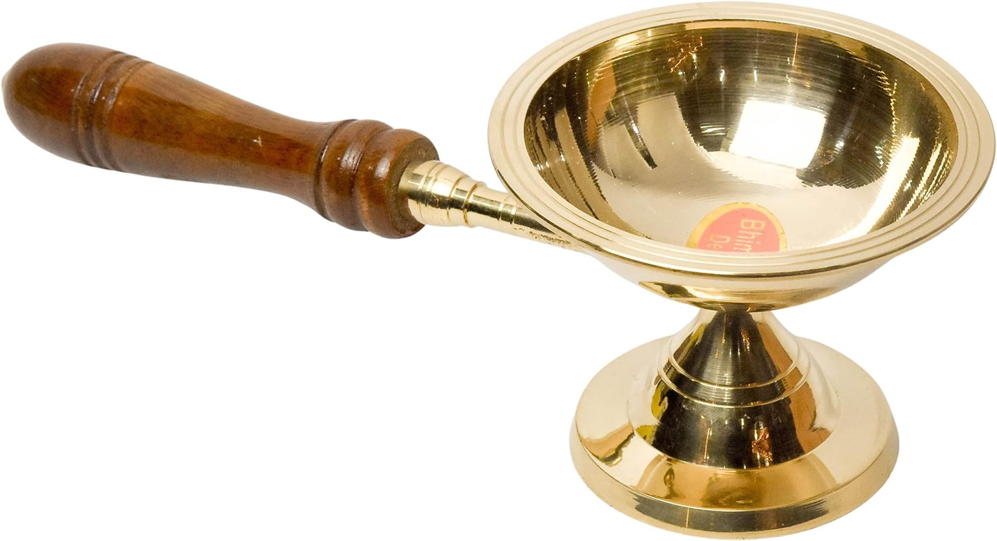Pure Brass Dhoop Aarti Stand | Traditional Deepak & Diya for Pooja Rituals & Temple Use | Sacred Prayer Accessory | 3.8 Inches, 230gm