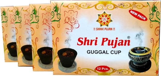 (40-pcs Pack) Pure Natural Guggal and Singapuri Loban Sambrani Dhoop Cups Combo, with Holder Plate