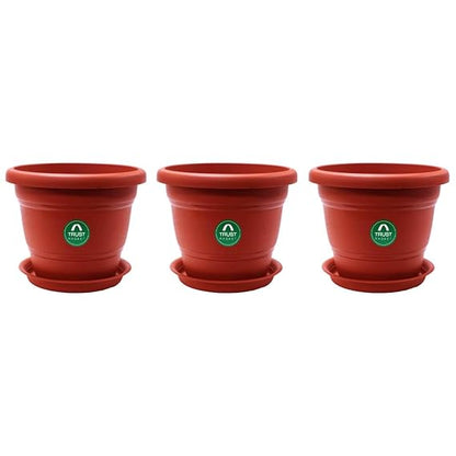 pots with Bottom Plates - 3 Pcs (6 inch) | Gamla for Plants with Saucer